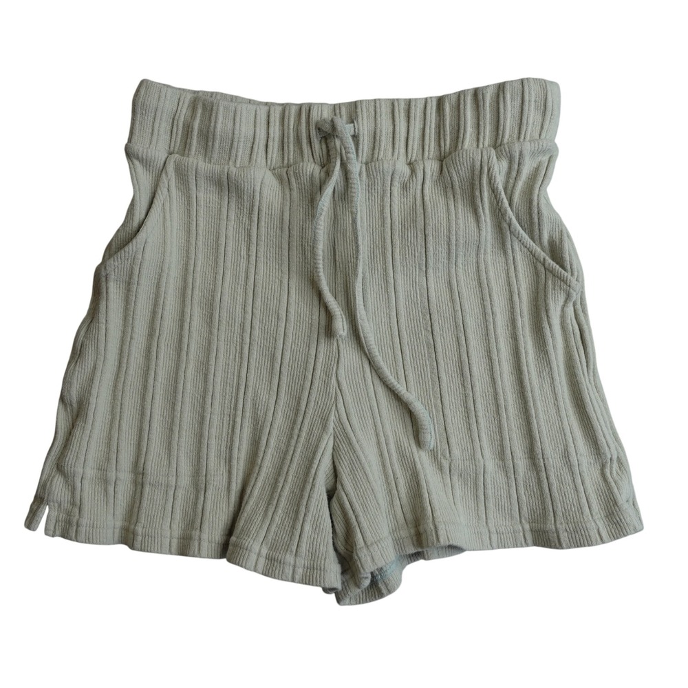 Free People FP Beach XS Sage Green Rib Knit Drawstring Lounge Shorts Summer Soft